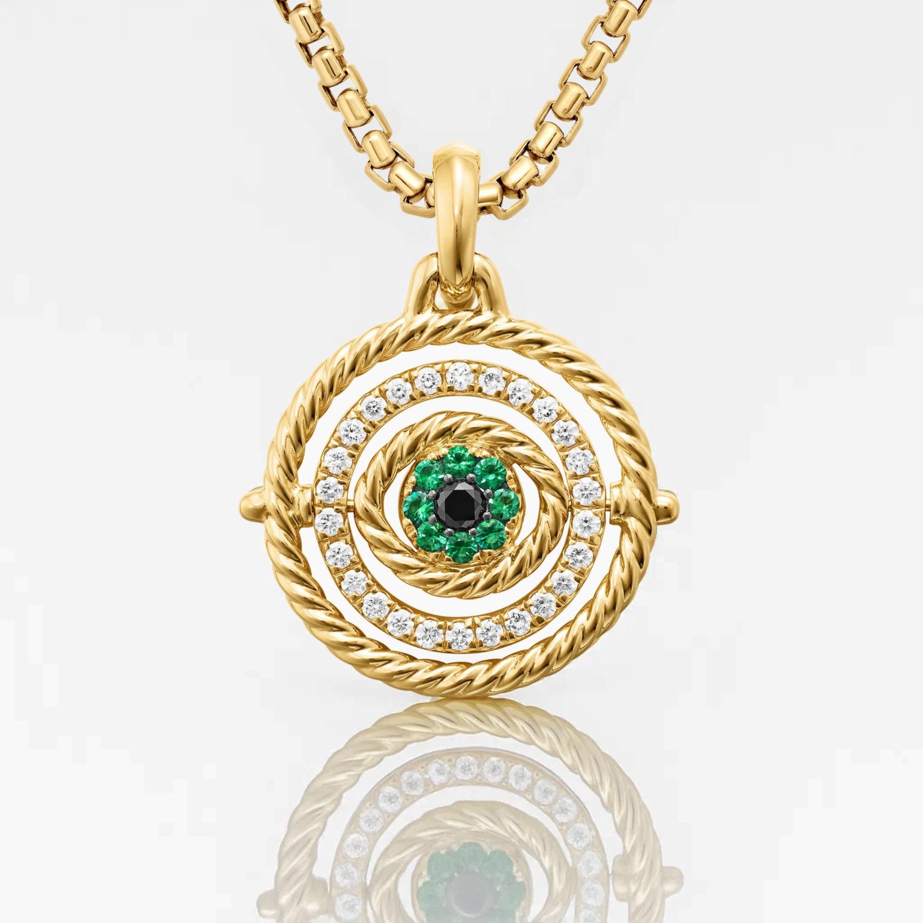 Silver Dainty Evil Eye Sun Pave Necklace, Protector Necklace, Tiny Evil Eye Necklace, Emerald Necklace, Talisman Necklace, Gift for her