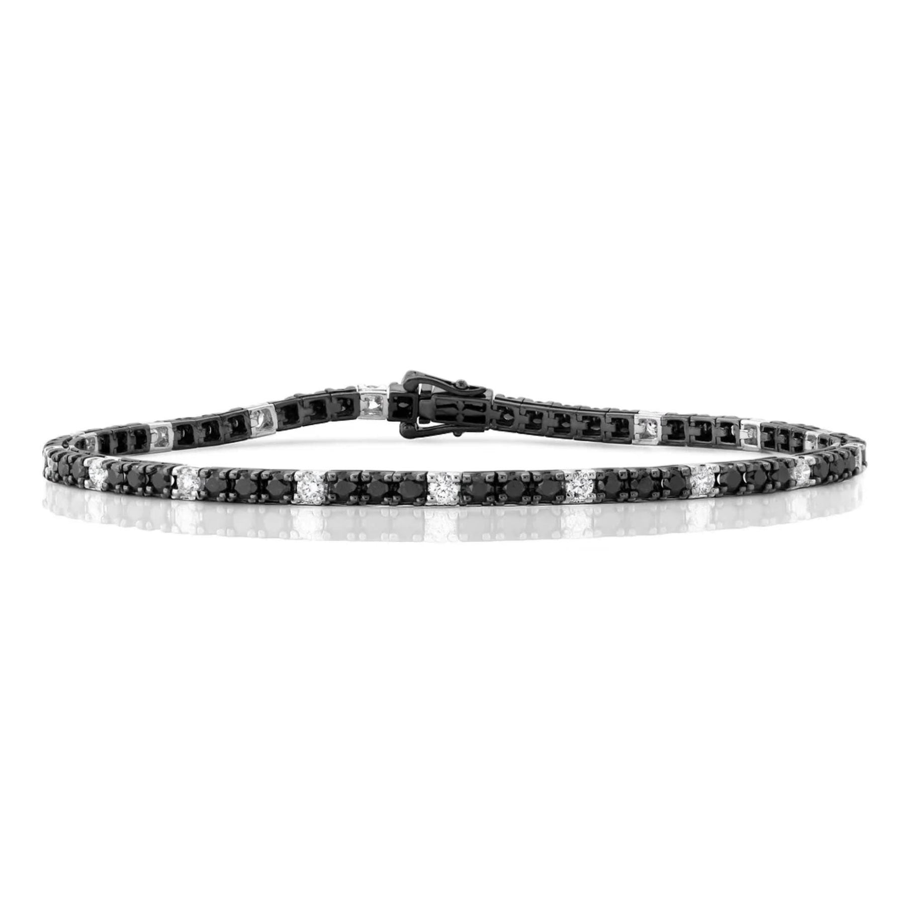 Black Diamond Tennis Bracelet, 2.34ct Lab Grown Diamonds, 14K Gold, Elegant Eternity Jewelry for Men and Women, 7 Inch Gift