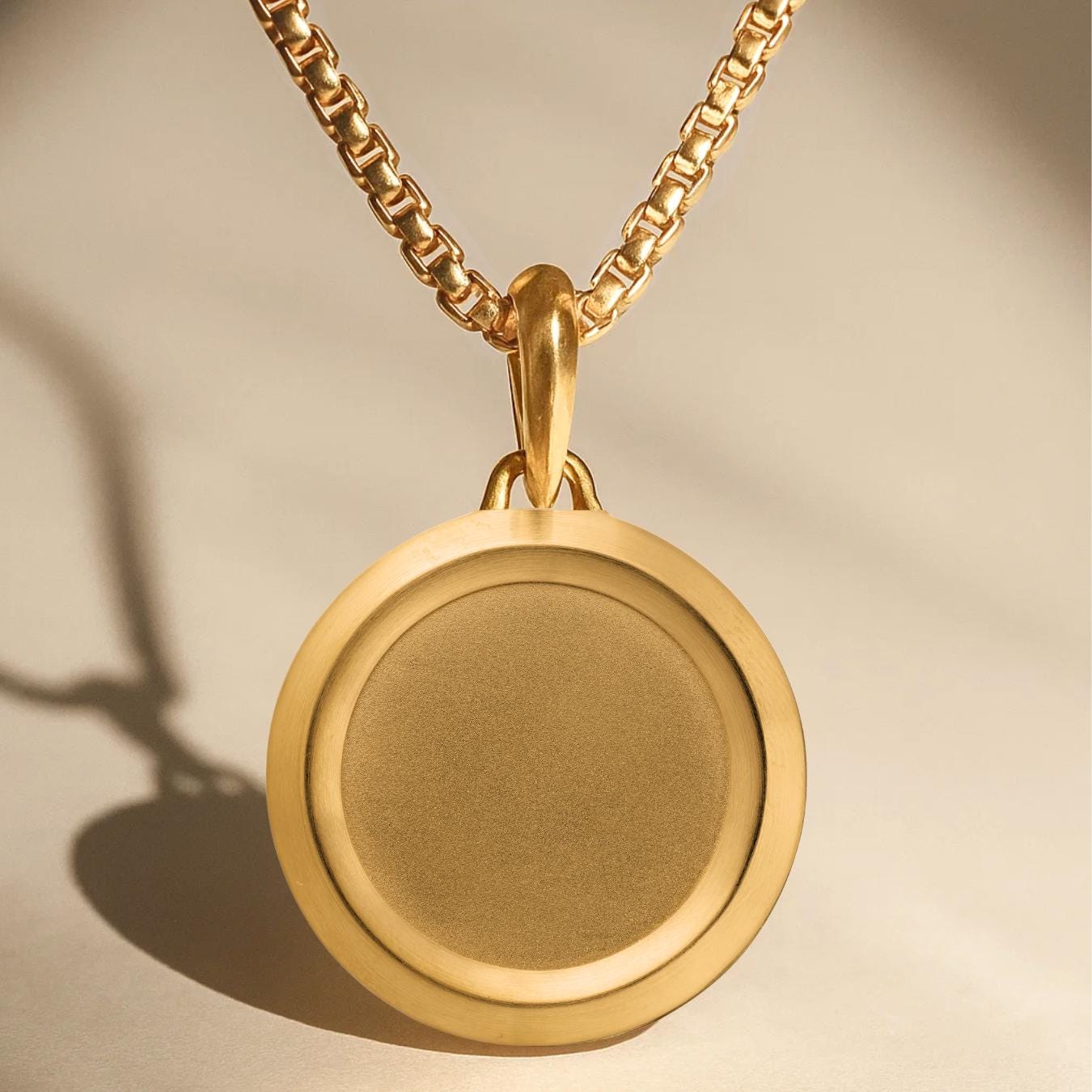 Solid Gold Men's St. Christopher Diamond Medallion Pendant in 14k Solid Gold Lab Diamond
