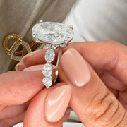 5.00Ct Oval Cut Lab Grown Diamond Engagement Ring,Side Marquise Diamonds,Wedding Ring For Her,6 Stone Ring,Anniversary Ring