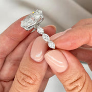 5.00Ct Oval Cut Lab Grown Diamond Engagement Ring,Side Marquise Diamonds,Wedding Ring For Her,6 Stone Ring,Anniversary Ring