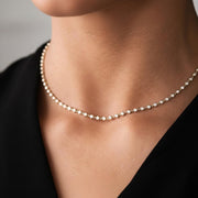 Tennis Necklace/ Diamond Tennis Necklace /Silver Bezel Set Diamond Tennis Necklace/ Multistone Diamond Layering Necklace
