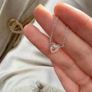 Heart Cut Diamond Pendant Necklace / Diamond Diamond Heart Necklaces for Women / Solid Gold Necklace / Silver Jewelry