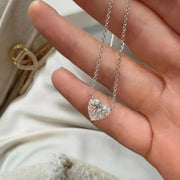 Heart Shape Lab Grown Necklace/ Solitaire Diamond Engagement Necklace/ Eco Friendly Lab Diamond Necklace/ F VS+ Lab Grown Diamond Necklace