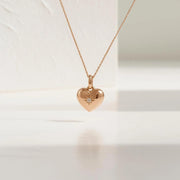 Heart Shaped Diamond Cut Round Diamond Bezel Setting Necklace in 14k Solid Gold / Large Heart Shape Pendant in 14K