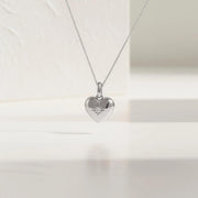 Heart Shaped Diamond Cut Round Diamond Bezel Setting Necklace in 14k Solid Gold / Large Heart Shape Pendant in 14K