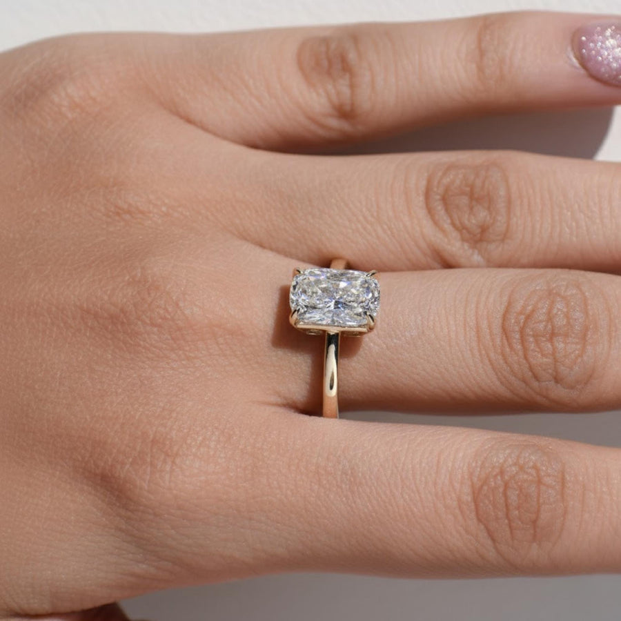 1, 2 or 3ct Elongated Cushion Cut Solitaire Engagement Ring / Cushion Solitaire Wedding Ring / Elongated Cushion Diamond Ring/ Gift Rings