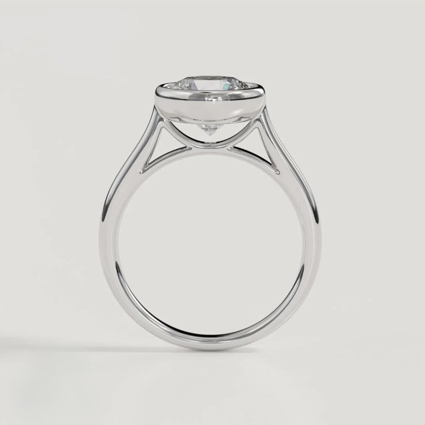 Round Solitaire Bezel Diamond Ring Bezel Setting Engagement Ring Moissanite Diamond Promise Ring Minimalist Everyday Jewelry