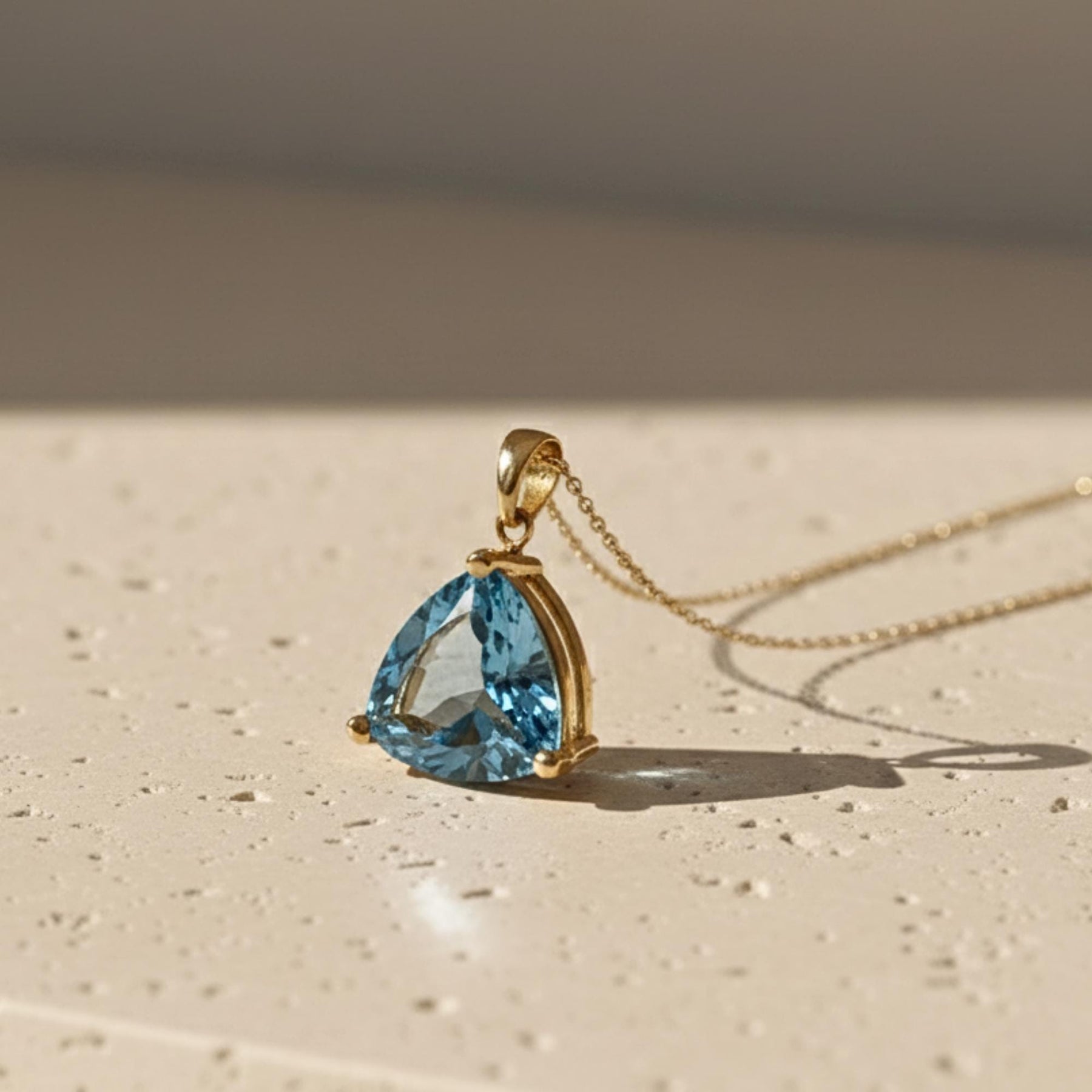 Handmade London Blue Topaz Pendant Necklace: 14K Gold or Sterling Silver