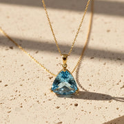 Handmade London Blue Topaz Pendant Necklace: 14K Gold or Sterling Silver