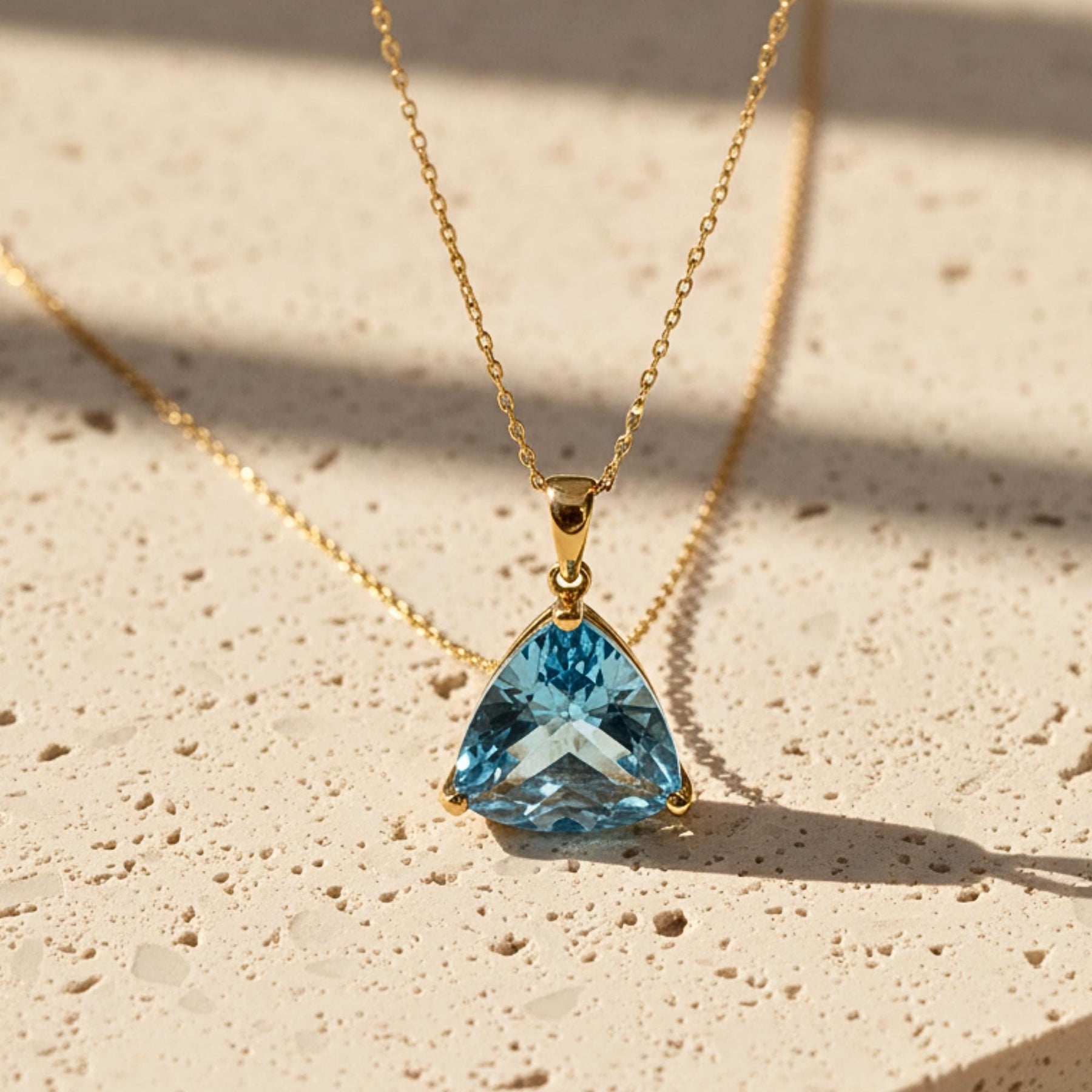 Handmade London Blue Topaz Pendant Necklace: 14K Gold or Sterling Silver
