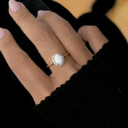 Oval Opal engagement ring 14K gold engagement ring vintage engagement ring Oval cut diamond unique ring anniversary promise ring