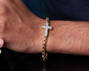 14K Solid Gold Diamond Cross Bracelet| Religious Jewelry|Baptism Gift| Christian Bracelet| Protective Bracelet|Gifts for Him| Diamond Cross