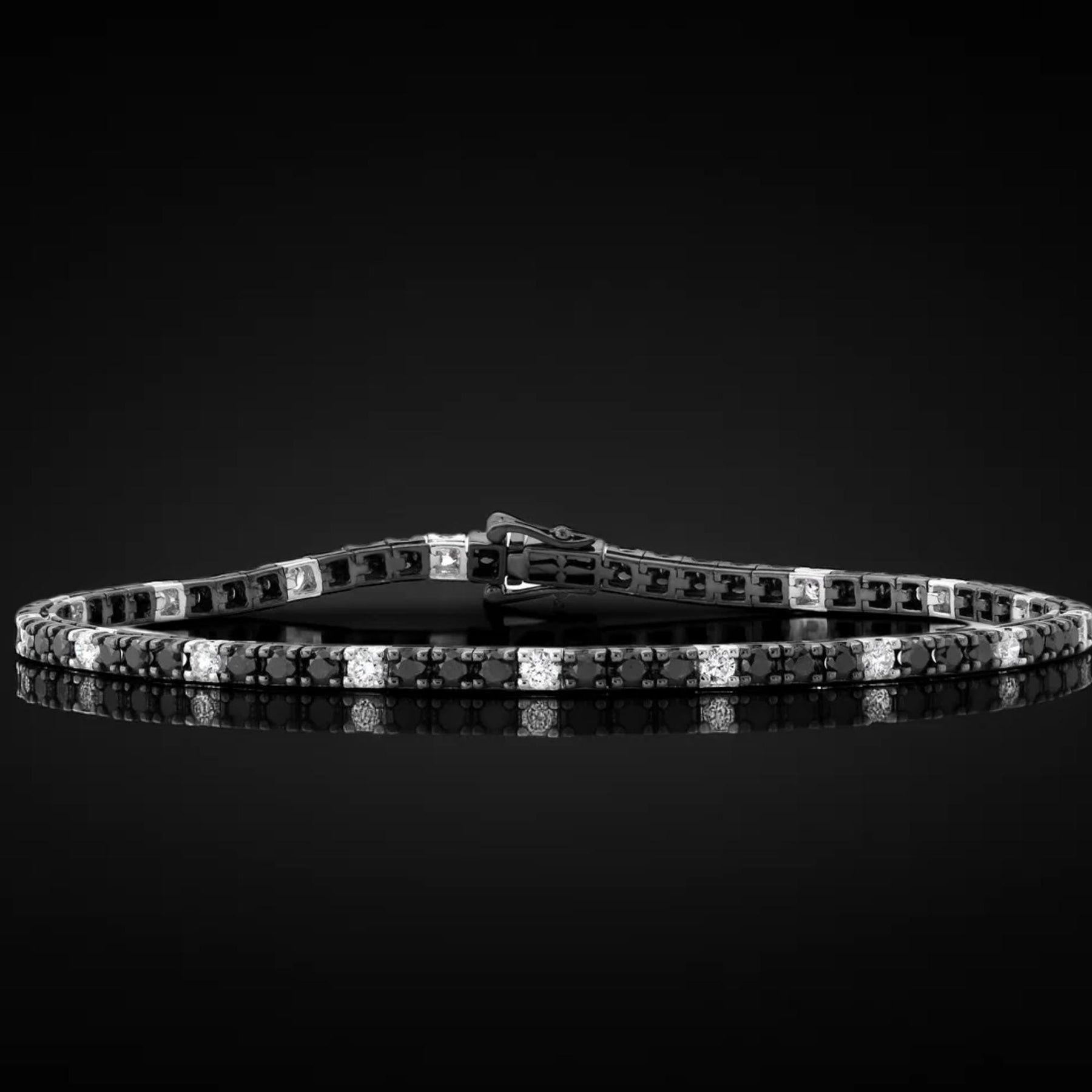 Black Diamond Tennis Bracelet, 2.34ct Lab Grown Diamonds, 14K Gold, Elegant Eternity Jewelry for Men and Women, 7 Inch Gift