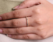 Mixed Shaped Eternity Moissanite Diamond Band Unique Wedding Anniversary Band Multi Diamond Band Bezel Set Eternity Band Proposal Ring