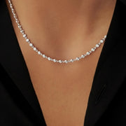 VVS1 Moissanite Diamond Tennis Chain Necklace, 925 Sterling Silver, Tennis Bracelet, Diamond Tennis Necklace, Women's