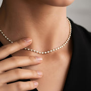 Tennis Necklace/ Diamond Tennis Necklace /Silver Bezel Set Diamond Tennis Necklace/ Multistone Diamond Layering Necklace