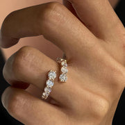 Round Cut Lab Grown Diamond Bypass Ring, 14k Rose Gold, 1.64 Carat F/VS1, Spiral Ring, Solid Gold Jewelry, Ring for Women, Adjustable Ring