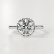 Round Solitaire Bezel Diamond Ring Bezel Setting Engagement Ring Moissanite Diamond Promise Ring Minimalist Everyday Jewelry