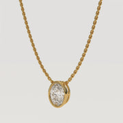 Oval Necklace, Solitaire Necklace, Pendant Necklace, Moissanite Pendant, Dainty Gold Necklace, Bridal Jewelry, Layering Necklace