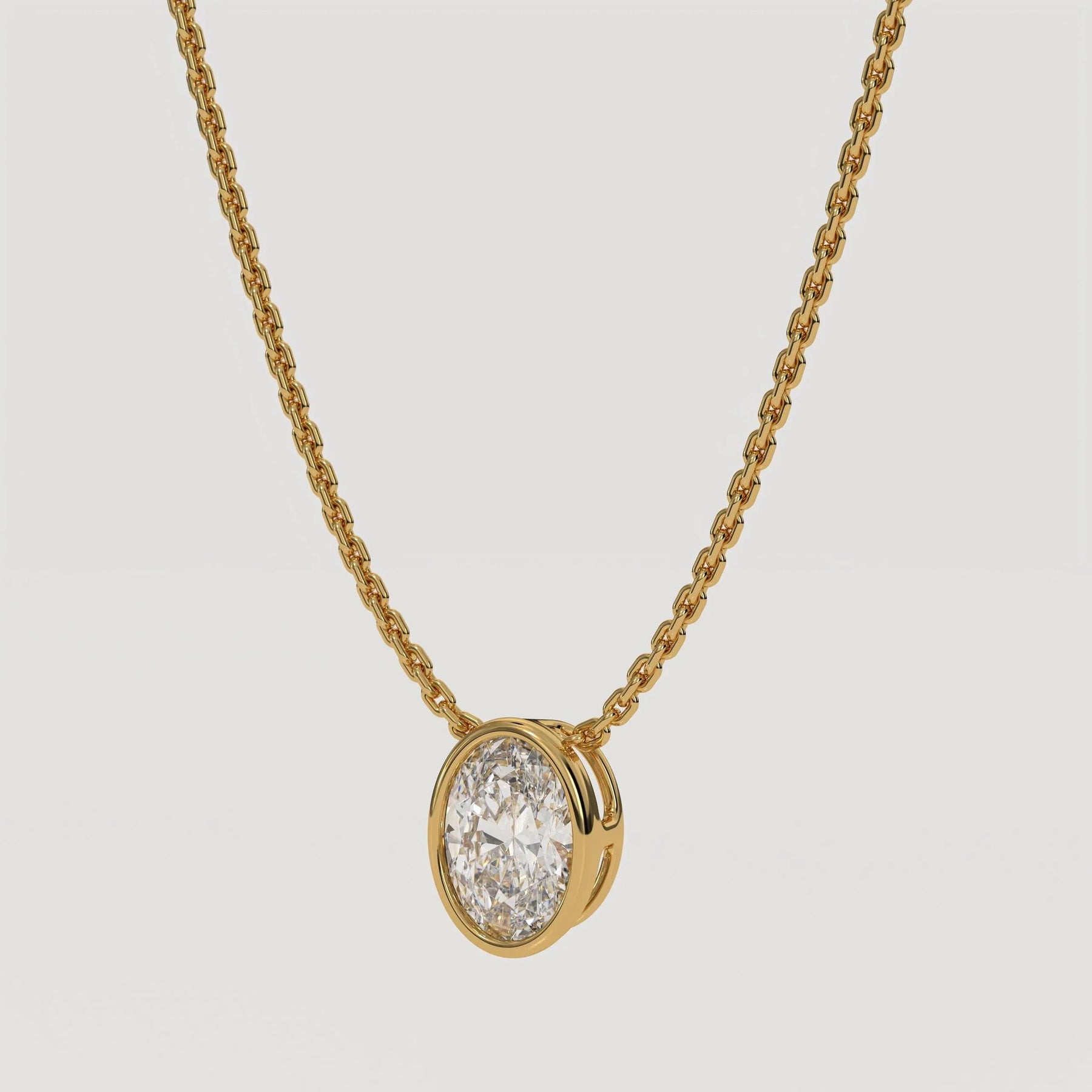 Oval Shape Lab Diamond Wedding Necklace /Bezel Set Hand Made Diamond Solitaire Pendant / Eco Friendly Diamond Minimalist Necklace