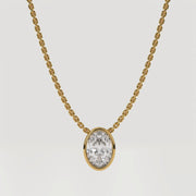 Oval Necklace, Solitaire Necklace, Pendant Necklace, Moissanite Pendant, Dainty Gold Necklace, Bridal Jewelry, Layering Necklace