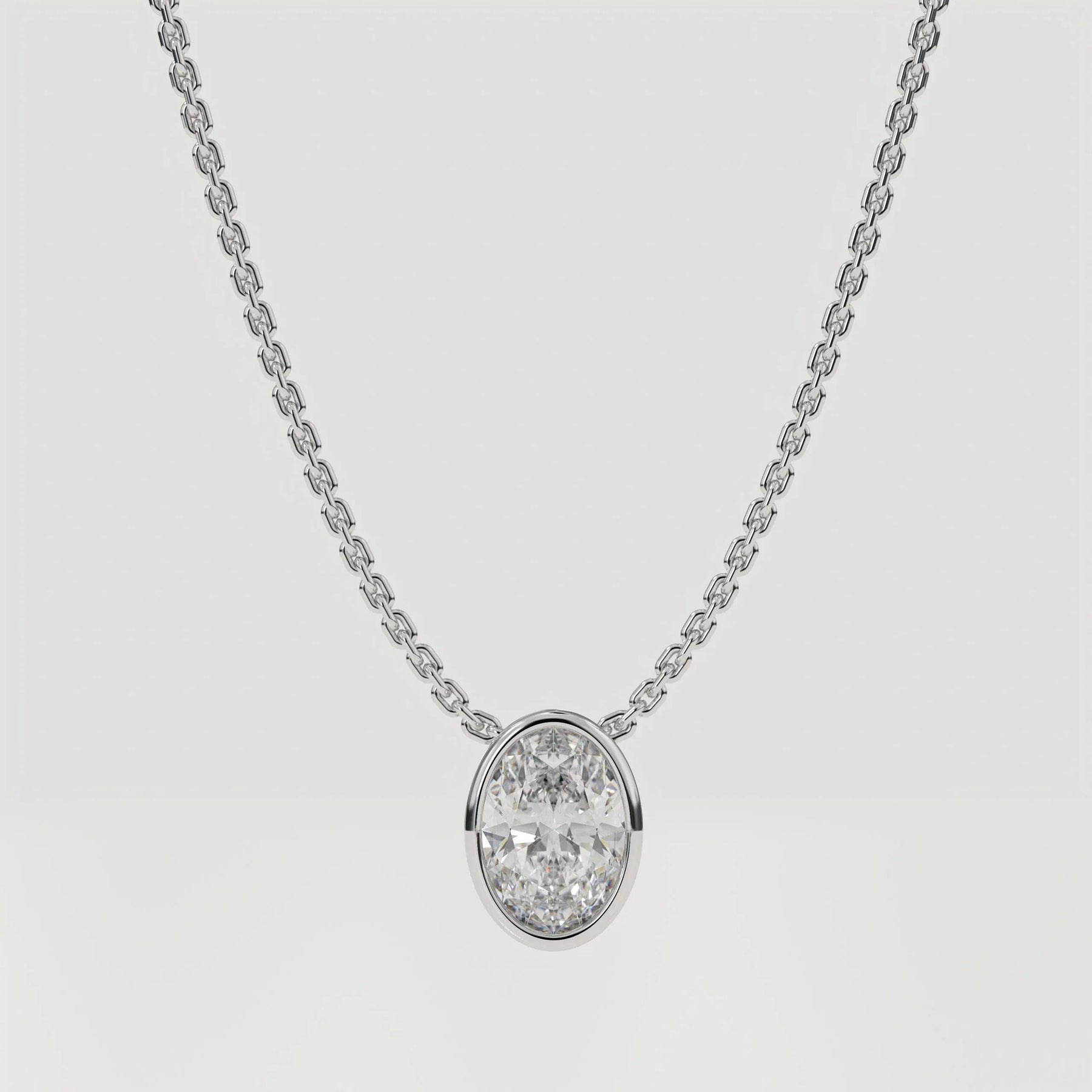 Oval Necklace, Solitaire Necklace, Pendant Necklace, Moissanite Pendant, Dainty Gold Necklace, Bridal Jewelry, Layering Necklace