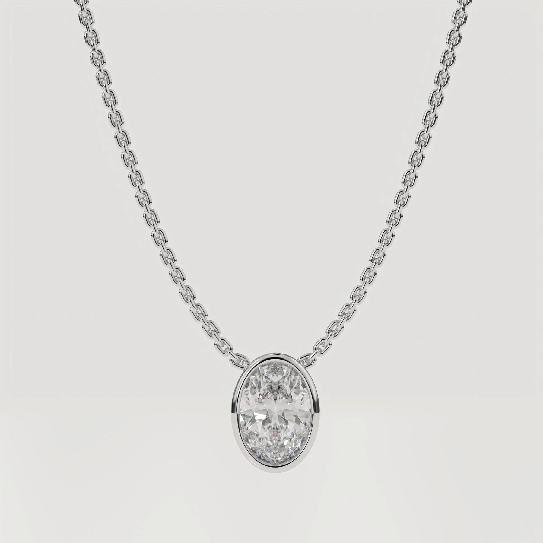 Oval Shape Lab Diamond Wedding Necklace /Bezel Set Hand Made Diamond Solitaire Pendant / Eco Friendly Diamond Minimalist Necklace
