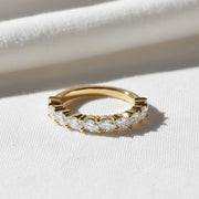 Lab Grown Diamond Half Eternity Ring: 14k Gold Marquise Stacking Band, Marquise Wedding Band, Shared Prong Band, Dainty Jewelry Gift