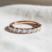 Lab Grown Diamond Half Eternity Ring: 14k Gold Marquise Stacking Band, Marquise Wedding Band, Shared Prong Band, Dainty Jewelry Gift