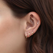14k Gold Plain Huggies, Solid Gold Mini Hoops, Gold Huggies, Small Plain Gold Huggie Earrings, Perfect Holiday Gift, Sold in Single Earring