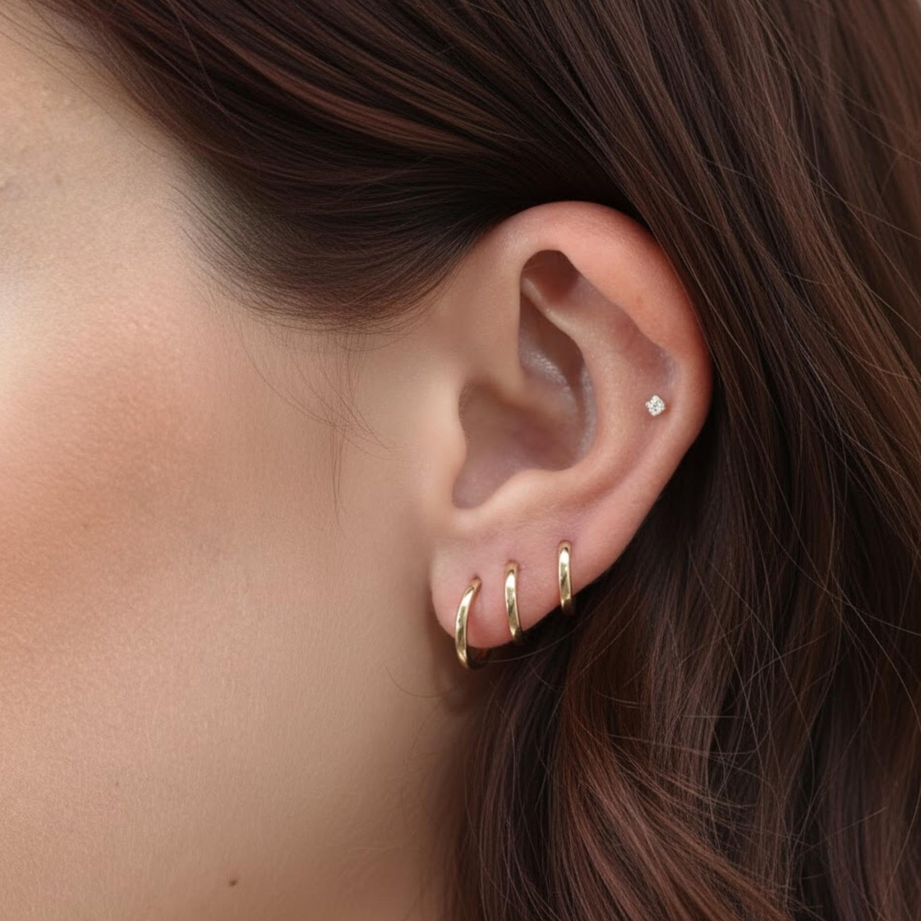 14k Gold Plain Huggies, Solid Gold Mini Hoops, Gold Huggies, Small Plain Gold Huggie Earrings, Perfect Holiday Gift, Sold in Single Earring