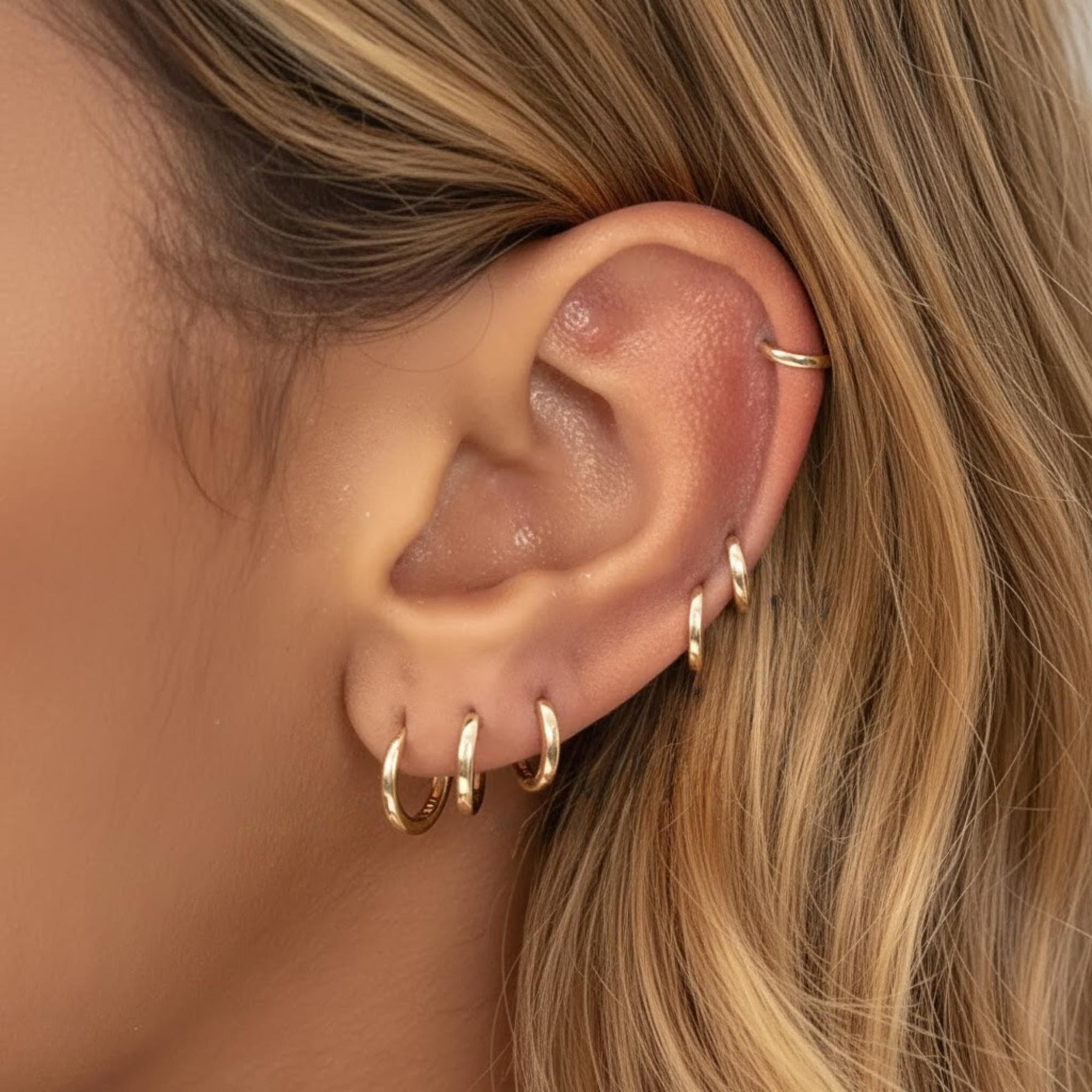 14k Gold Plain Huggies, Solid Gold Mini Hoops, Gold Huggies, Small Plain Gold Huggie Earrings, Perfect Holiday Gift, Sold in Single Earring