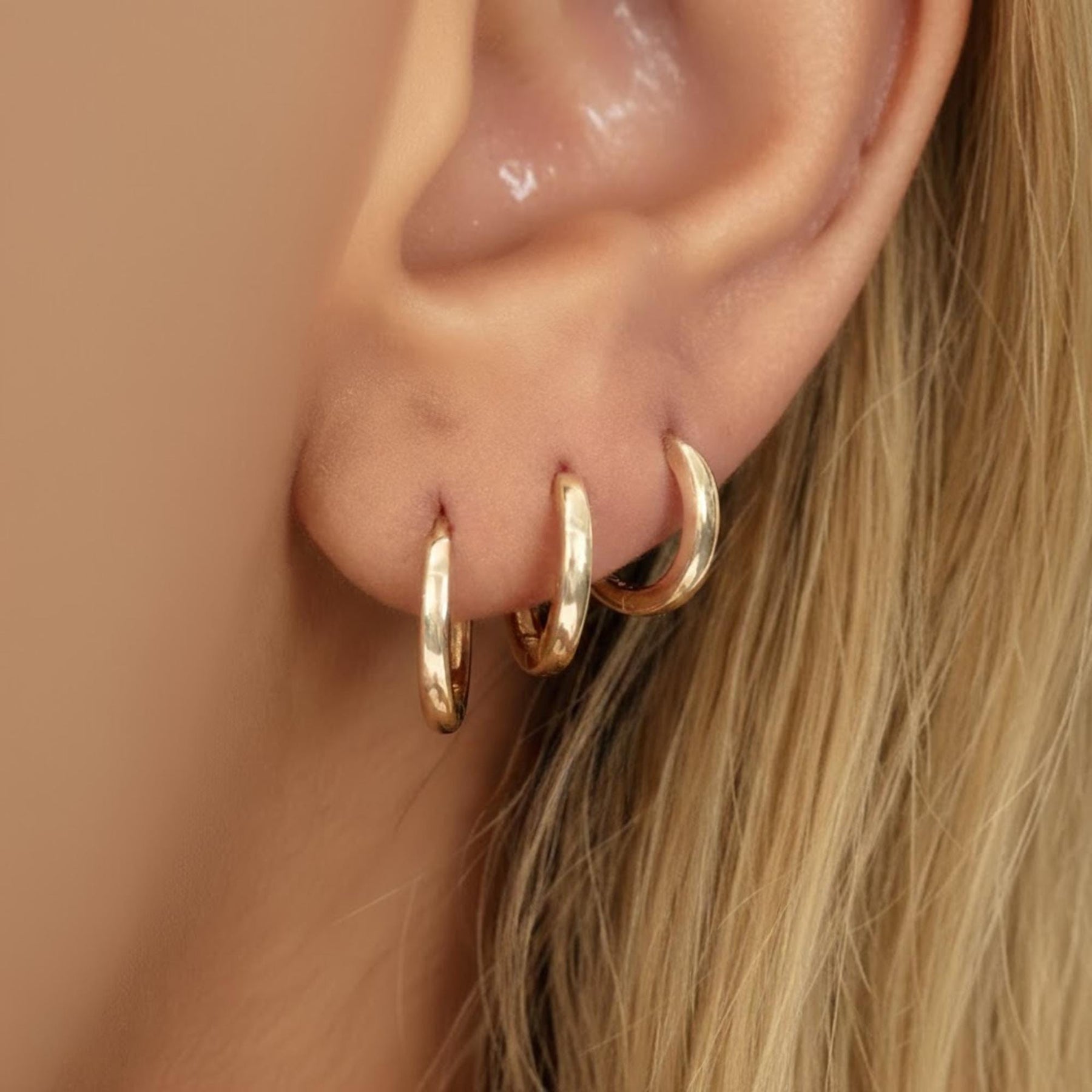 14k Gold Plain Huggies, Solid Gold Mini Hoops, Gold Huggies, Small Plain Gold Huggie Earrings, Perfect Holiday Gift, Sold in Single Earring