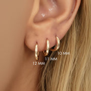 14k Gold Plain Huggies, Solid Gold Mini Hoops, Gold Huggies, Small Plain Gold Huggie Earrings, Perfect Holiday Gift, Sold in Single Earring