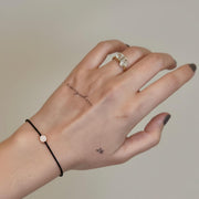 Solitaire Diamond Thread Bracelet, 14k Gold Bezel, Lab Diamond Charm, Black String, Minimalist Jewelry, Gift for Her, Lennox