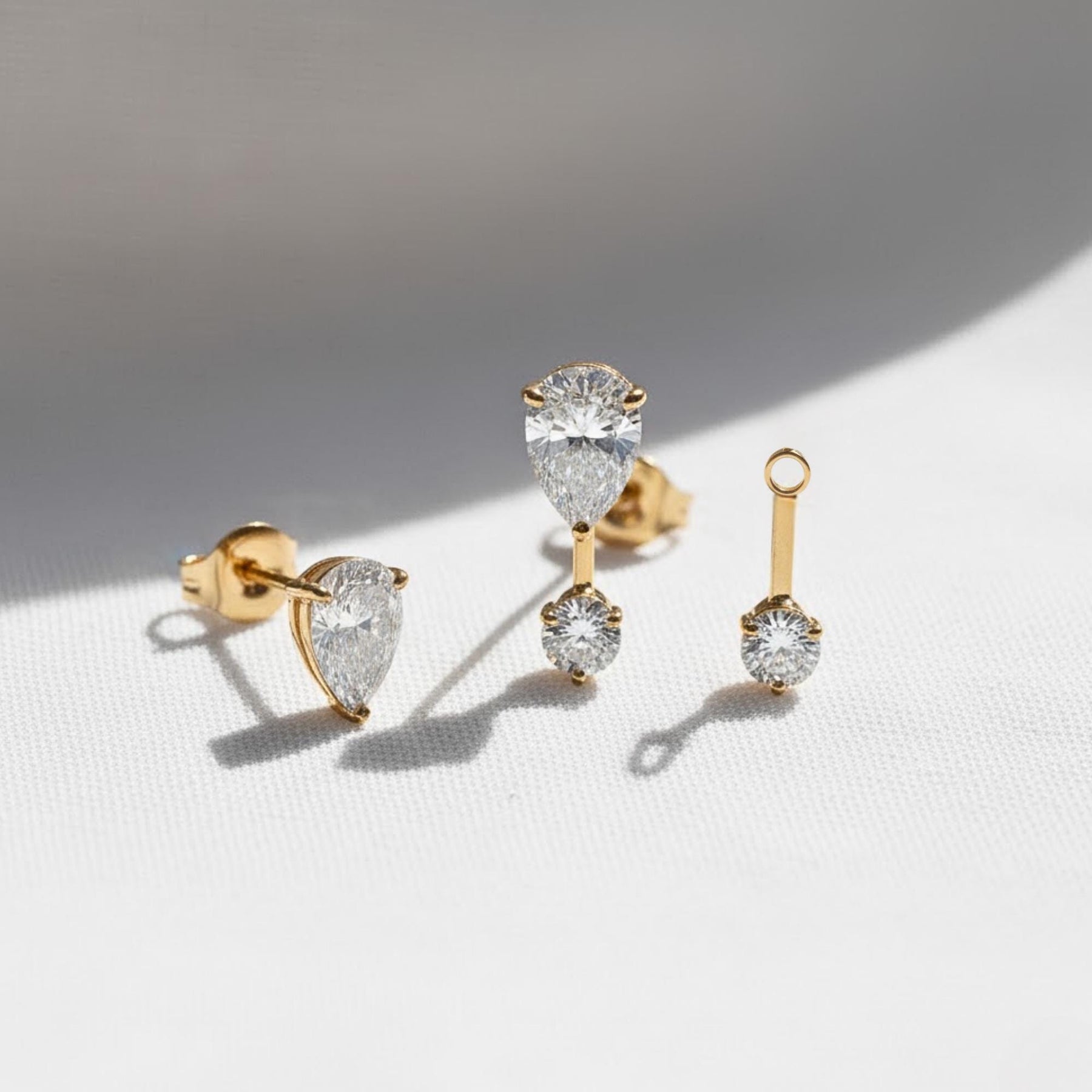 Pear Lab Diamond Jacket Earring/ Three Prong Diamond Jacket Earring/ Jacket earring only / Single or Pair Jacket Earring/ Anniversary gift