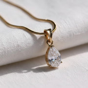Lab Diamond Solitaire Engagement Pendant/ Pear Cut Lab Grown Diamond Bridesmaid Pendant/ 14K Gold Eco Friendly Diamond Pendant Gift For Her