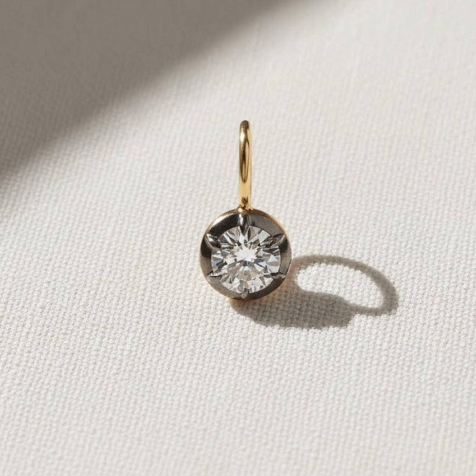 Antique Russian Old Mine Moissanite Drop Dangle Earrings in 14kt Two-Tone Gold Over