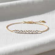 Dainty Multi Shape Lab Grown Diamond Bracelet For Women, 10k 14k Gold Lab created  Emerald, Round, Pear, Marquise Diamond Bracelet