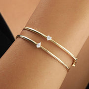 14K Gold Minimalist Bracelet, Pear Shape Solitaire Bangle, Diamond Bangle Bracelet, Tear Drop Bracelet Bangle, Birthday Gift