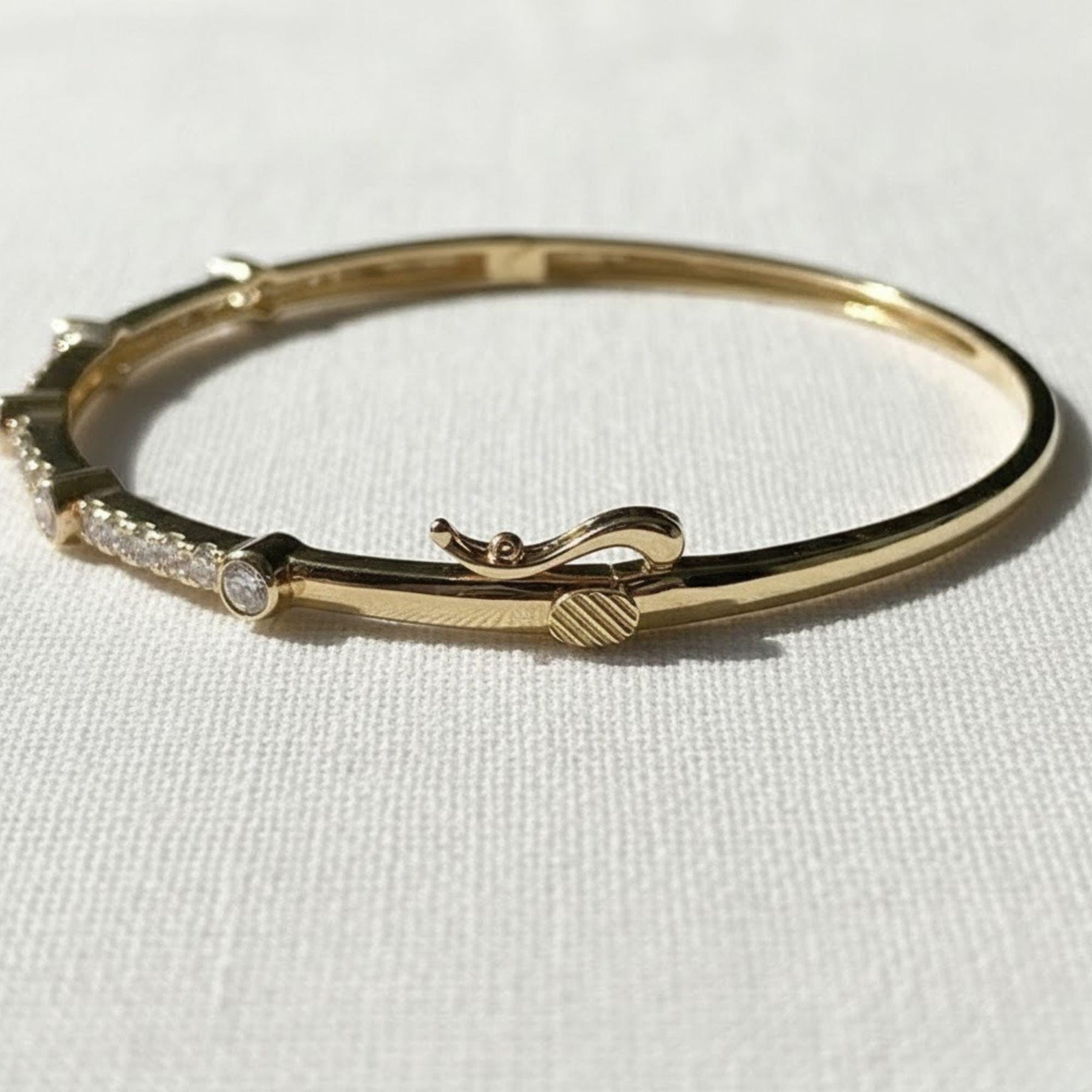 Solid Gold Bangle Bracelet for Women, Round Cut Diamond Bracelet Bangle, Gold Bracelet, Diamond Bangle Bracelet, Gift For Her