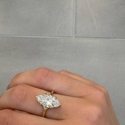 Unique Engagement Ring 14k Gold Marquise Cut Ring with Lab Grown Diamond, Modern Solitaire Engagement Ring, Fine Jewelry for Women