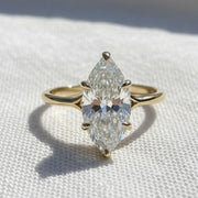 Solid Yellow Gold Marquise Cut Solitaire 2CT Marquise Cut Moissanite Ring, Filigree Wedding Ring, 6 Prongs Anniversary Diamond Ring For Her