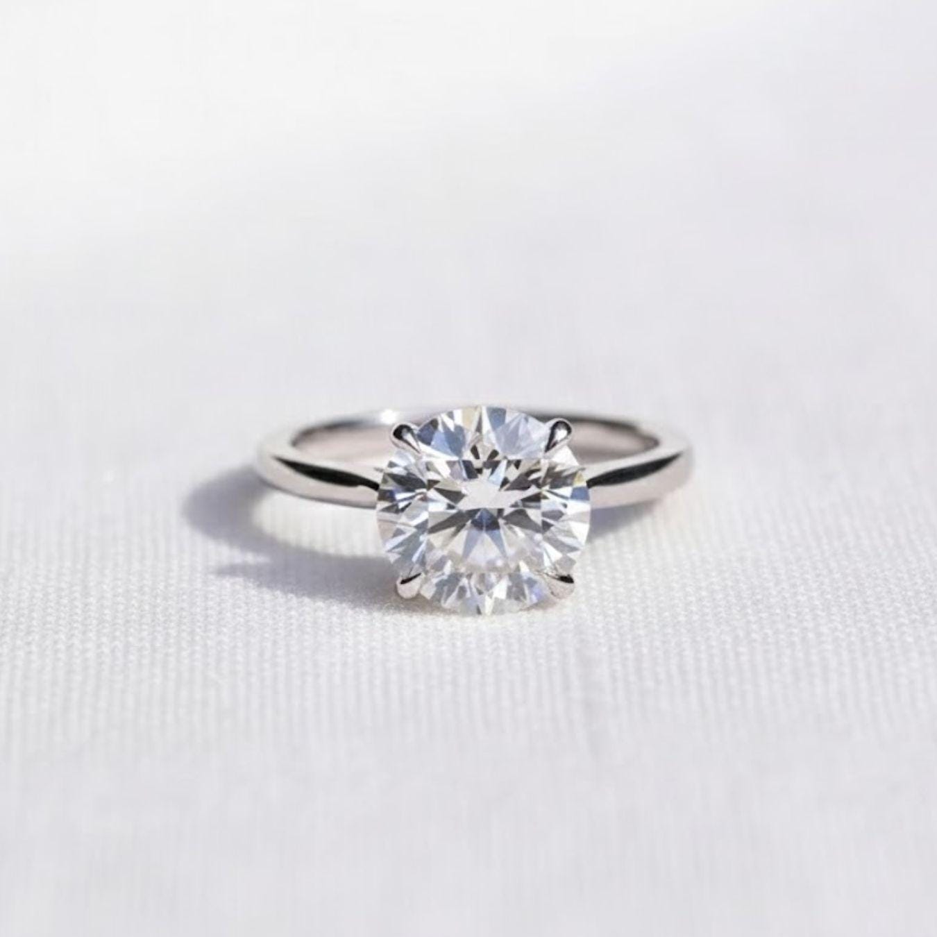 Round Lab Grown Diamond Ring Solitaire Diamond Engagement Ring Round Diamond Wedding Ring for Her Minimalist Anniversary Ring Proposal Ring
