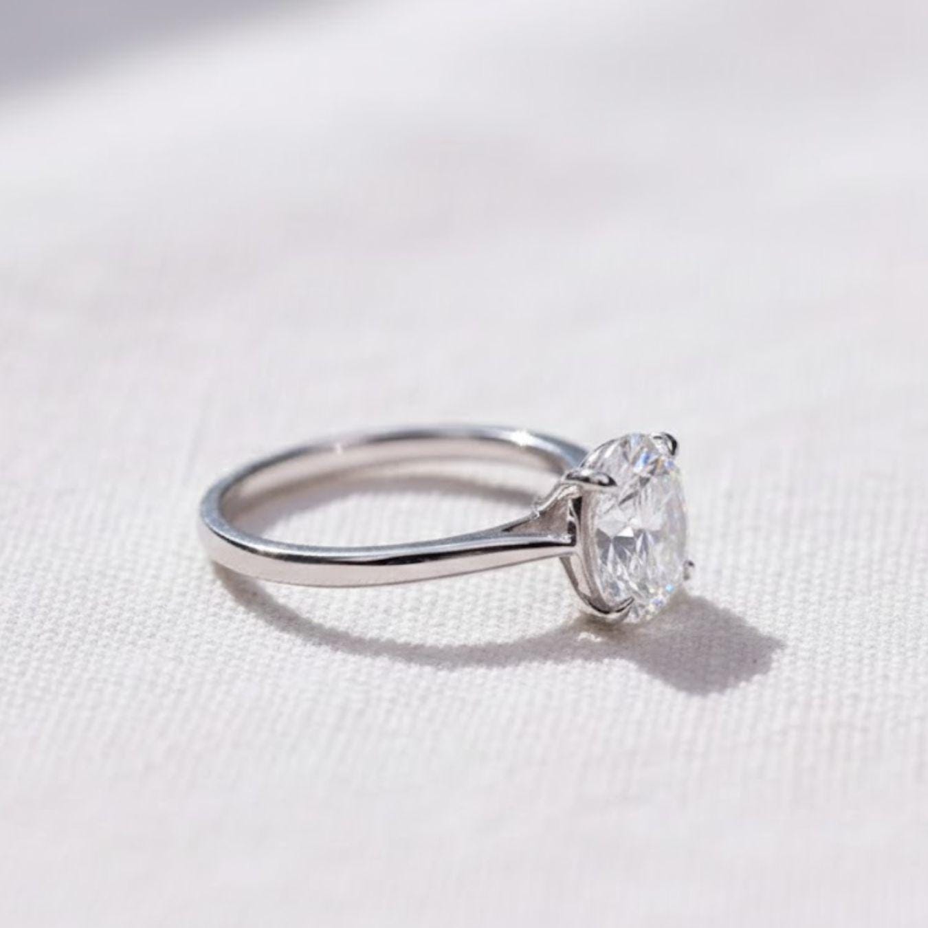 Round Lab Grown Diamond Ring Solitaire Diamond Engagement Ring Round Diamond Wedding Ring for Her Minimalist Anniversary Ring Proposal Ring
