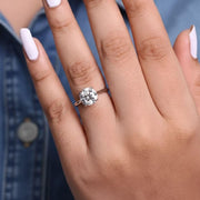 Round Lab Grown Diamond Ring Solitaire Diamond Engagement Ring Round Diamond Wedding Ring for Her Minimalist Anniversary Ring Proposal Ring