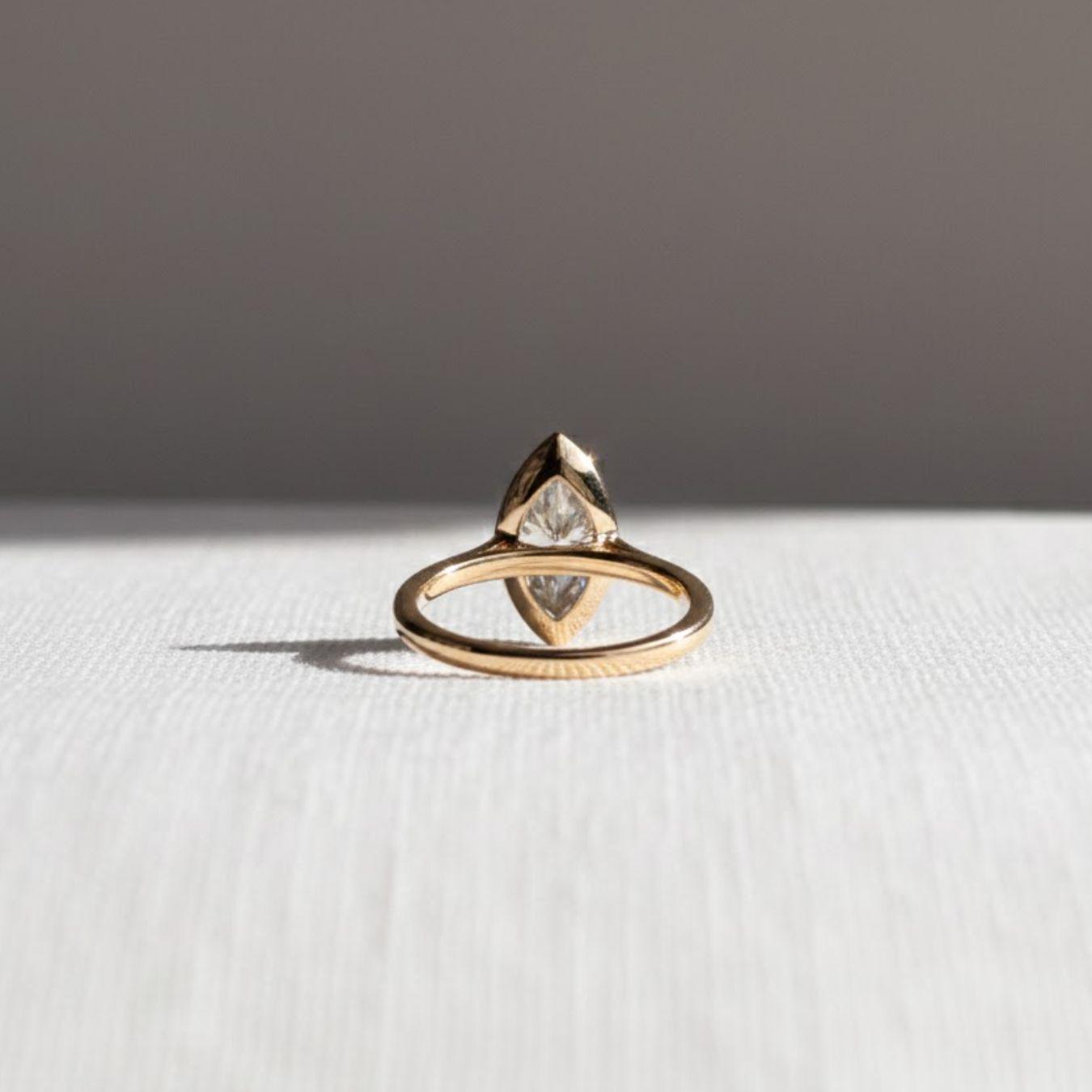Marquise Cut IGI Certified Lab Grown Solitaire Bezel Set Diamond Ring for Her | Anniversary Gift for Wife | Birthday Gift for Girlfriend