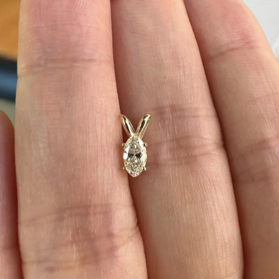 The Marielle Marquise-Cut Lab-Grown Diamond Solitaire Pendant Necklace in 10K or 14K Solid Gold