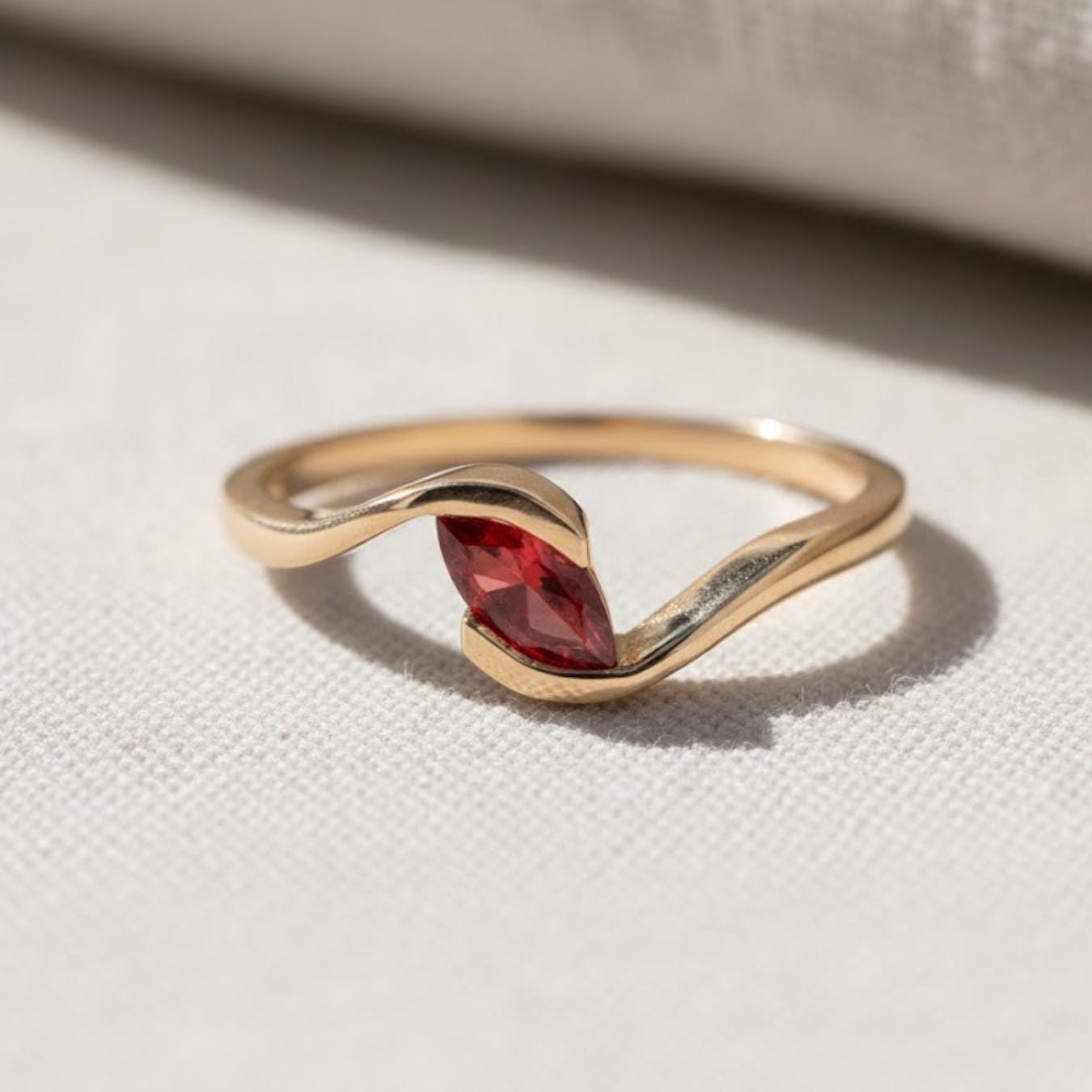 Marquise Cut Garnet Ring 14K Solid Gold Ruby Gemstone Engagement Ring Art Deco Diamond Promise Bridal Ring Anniversary Gift For Women